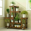 Wooden Plant Stand with Wheels for Indoor Storage