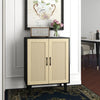 Black Sideboard Cabinet with Rattan Decorated Doors for Kitchens