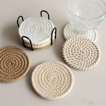Boho Woven Coasters for Coffee Table and Drink Decor