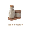 Japanese Ceramic Spice Jar with Wooden Lid for Kitchen Storage