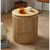 Rattan Bedside Table with Clamshell Storage for Bedroom