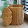 Round Rattan Laundry Basket with Lid for Practical Storage