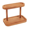 Wooden Jewelry Organizer with Double Layer Display Shelf