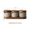 Japanese Ceramic Spice Jar with Wooden Lid for Kitchen Storage