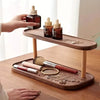 Wooden Jewelry Organizer with Double Layer Display Shelf