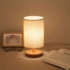 Wooden Bedside Lamp with USB Port and Fabric Shade for Bedroom Decor
