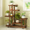 Wooden Plant Stand with Wheels for Indoor Storage