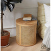 Rattan Bedside Table with Clamshell Storage for Bedroom