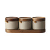 Japanese Ceramic Spice Jar with Wooden Lid for Kitchen Storage