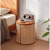 Rattan Bedside Table with Clamshell Storage for Bedroom