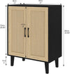 Black Sideboard Cabinet with Rattan Decorated Doors for Kitchens