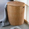 Round Rattan Laundry Basket with Lid for Practical Storage