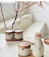 Japanese Ceramic Spice Jar with Wooden Lid for Kitchen Storage