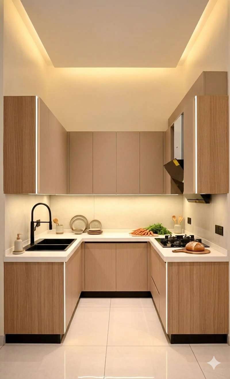 Wooden & Matt L Shaped